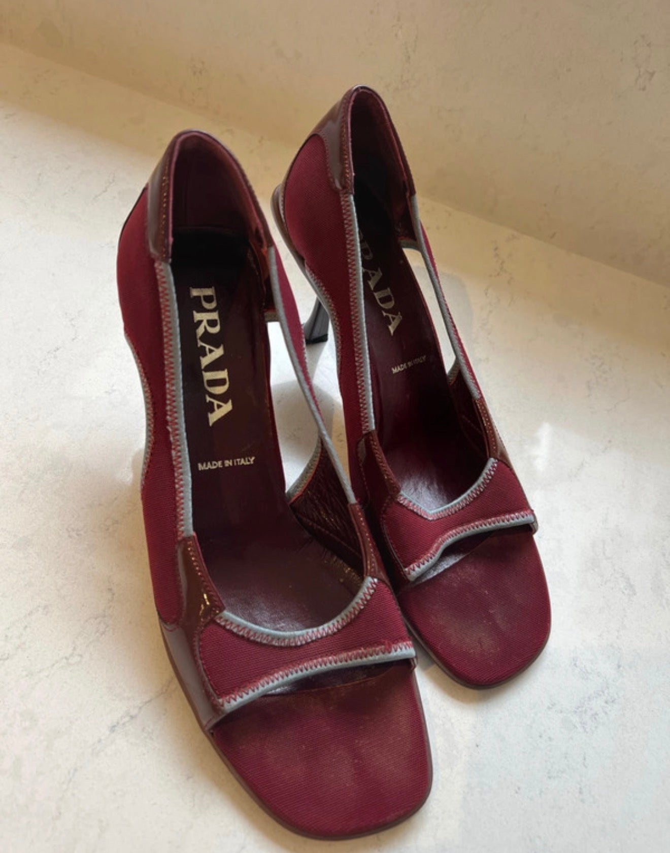 PRADA burgundy heels