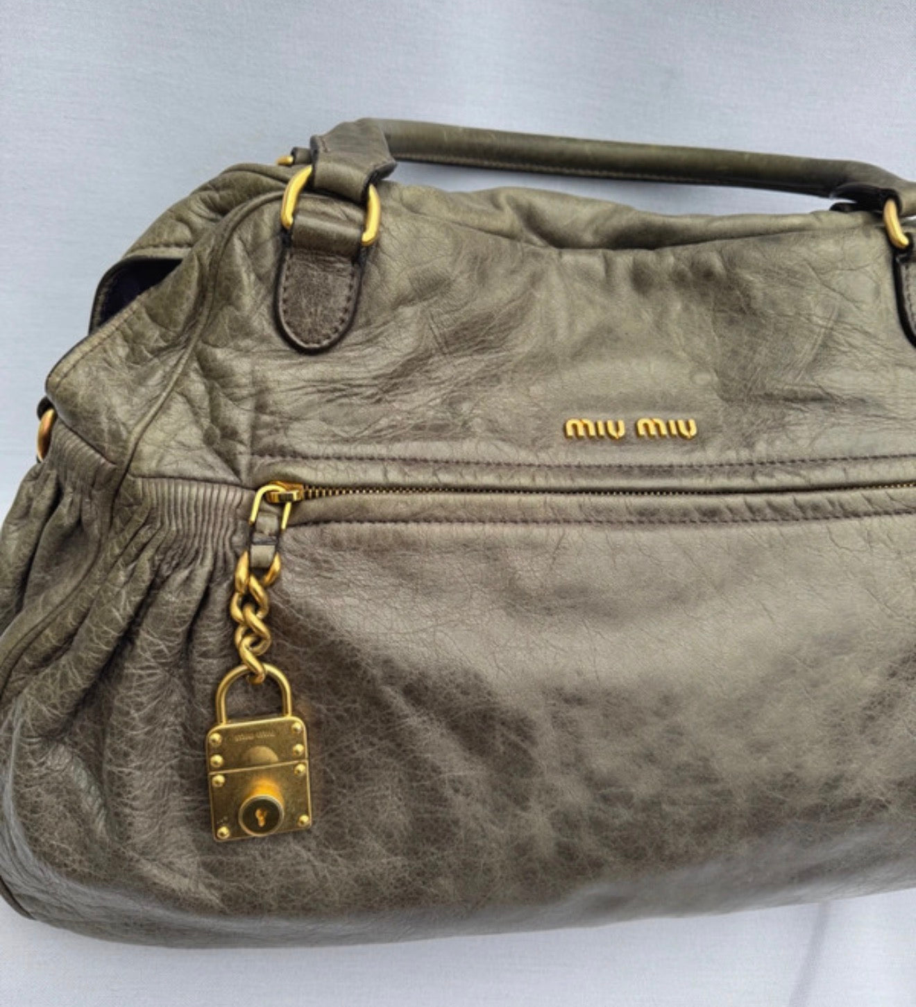 MIU MIU charcoal leather hand bag