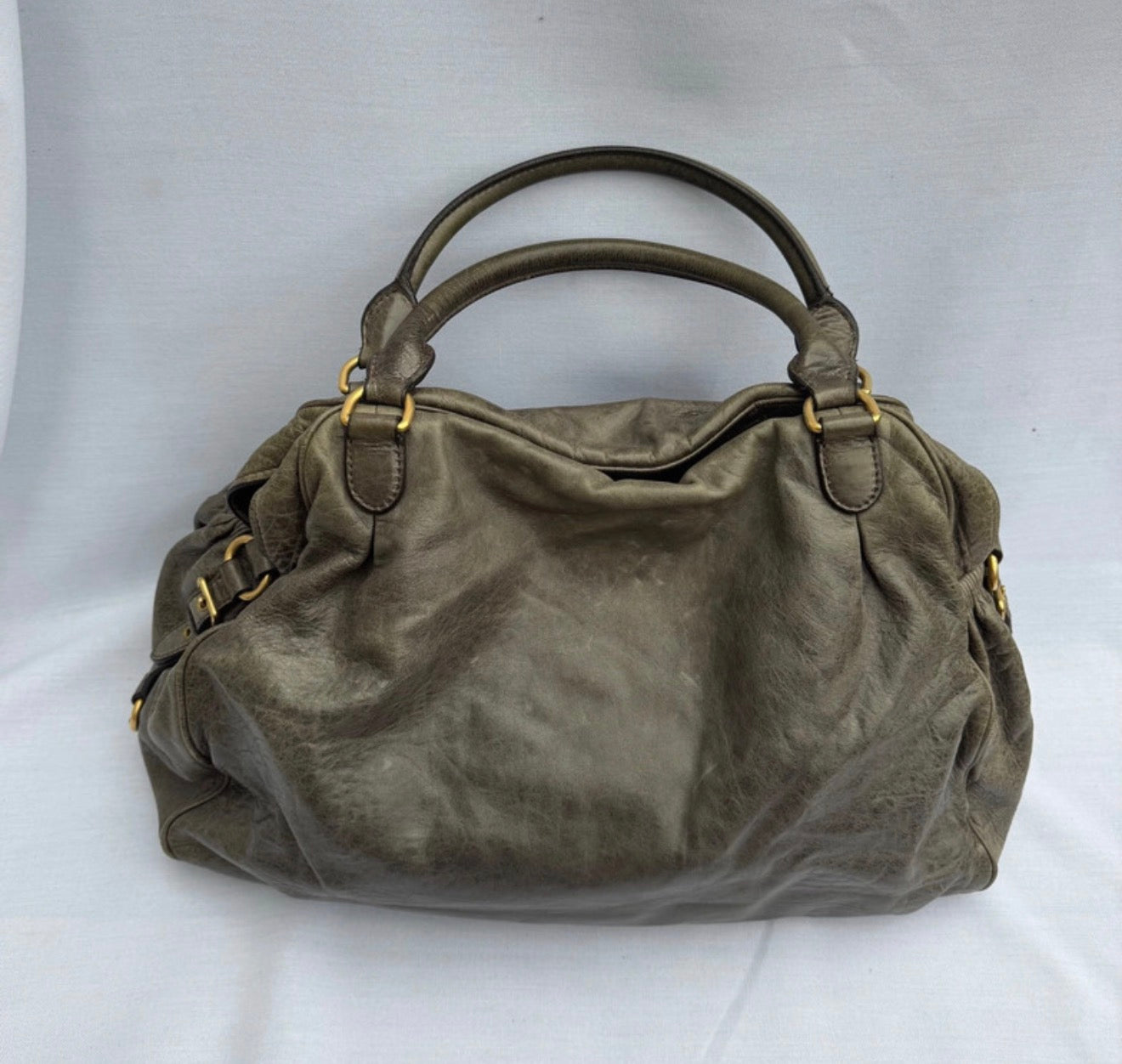 MIU MIU charcoal leather hand bag