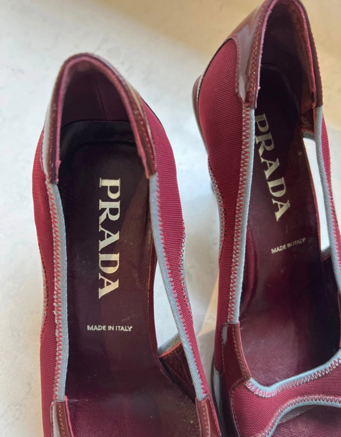 PRADA burgundy heels