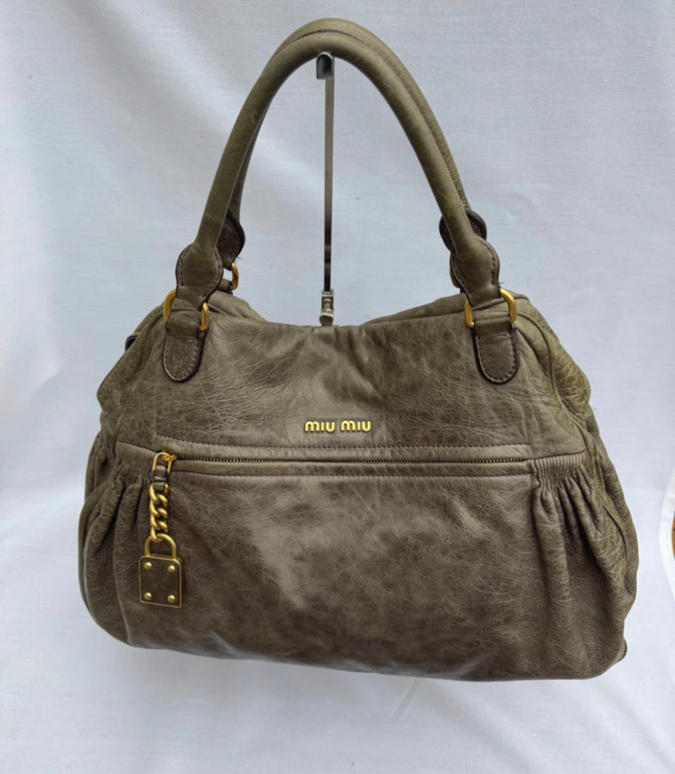 MIU MIU charcoal leather hand bag