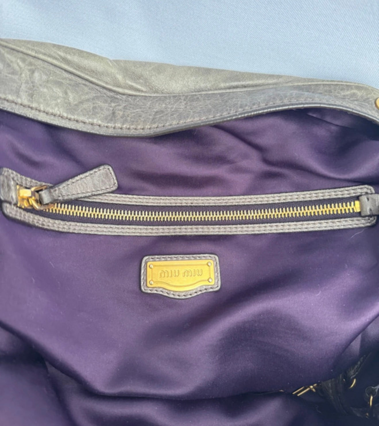 MIU MIU charcoal leather hand bag